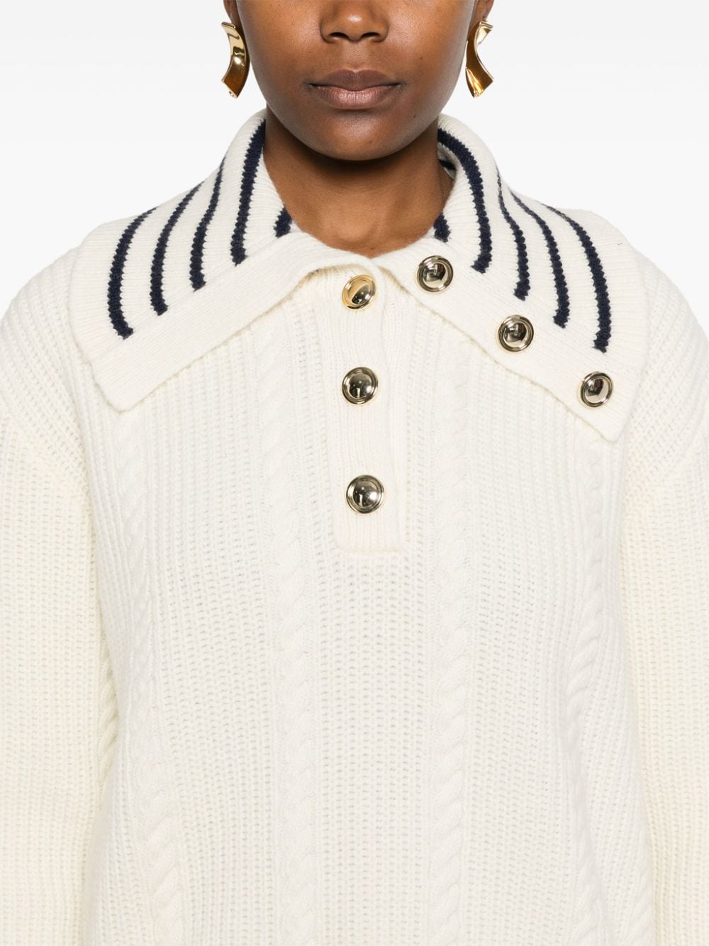 Shop Sandro Stripe-detail Sweater In White