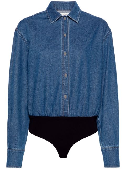 SANDRO classic-collar denim bodysuit Women