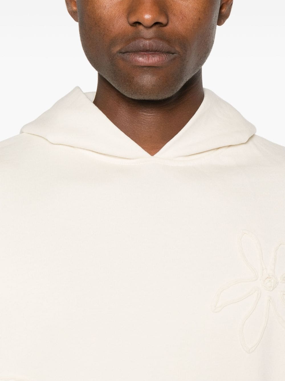 Shop Sandro Floral-embroidered Jersey Hoodie In Neutrals