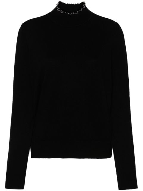 SANDRO beaded-trim roll-neck jumper Women