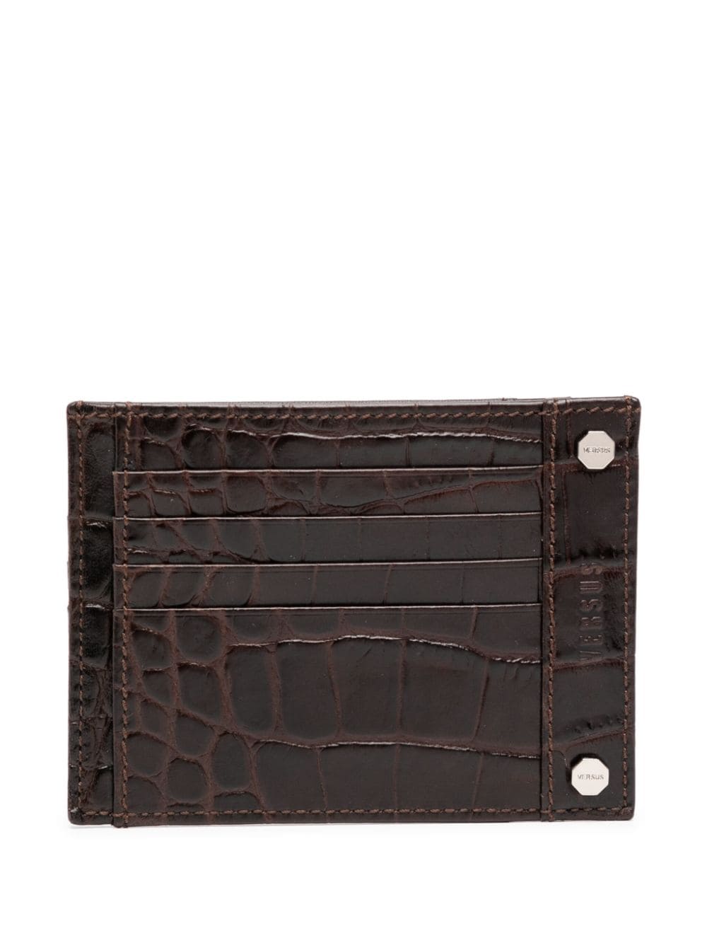 Versace crocodile-effect leather wallet - Marrone