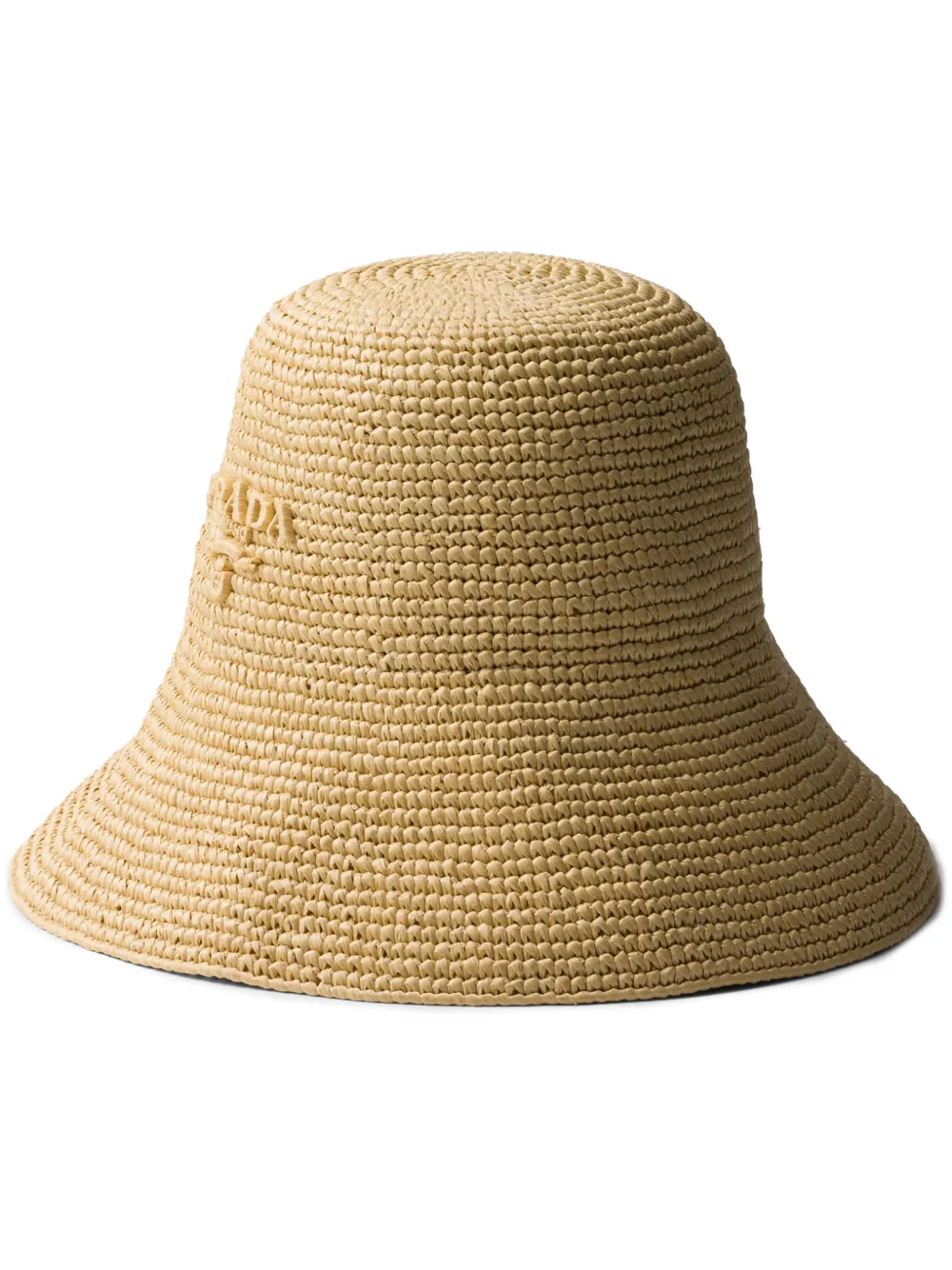 Shop Prada Braided Raffia Logo Bucket Hat In Neutrals