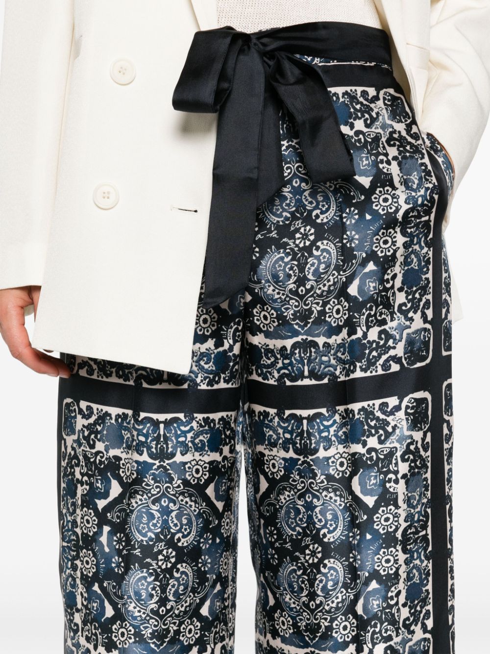 Shop 's Max Mara Patty Graphic-print Cropped Trousers In Blue