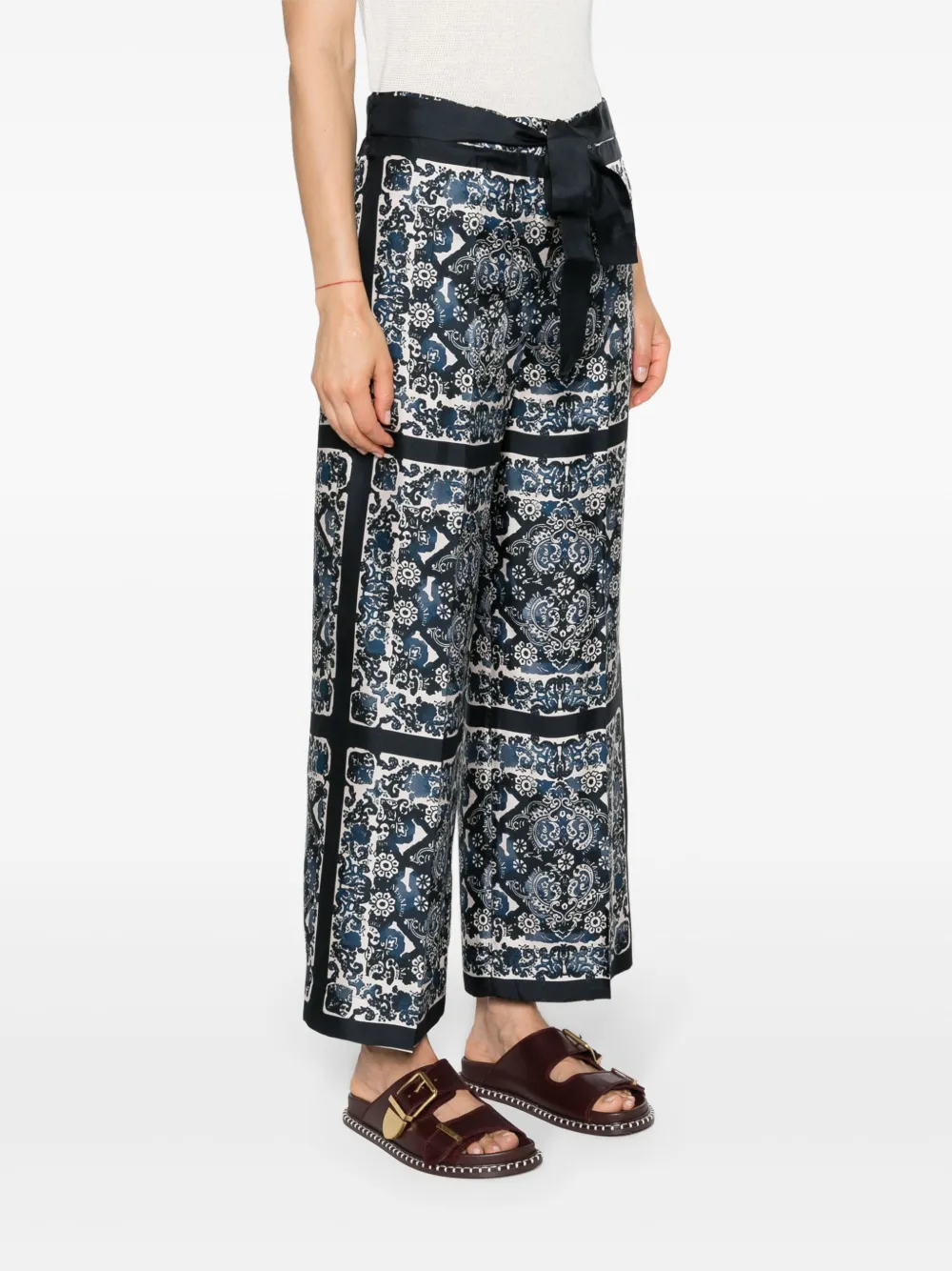 Shop 's Max Mara Patty Graphic-print Cropped Trousers In Blue