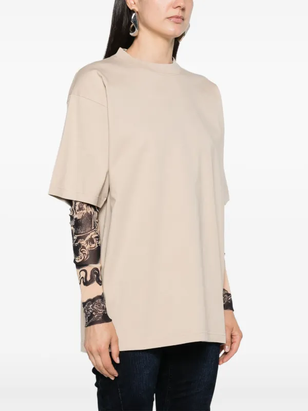 Balenciaga Rhinestoned Cotton T-shirt | Neutrals | FARFETCH