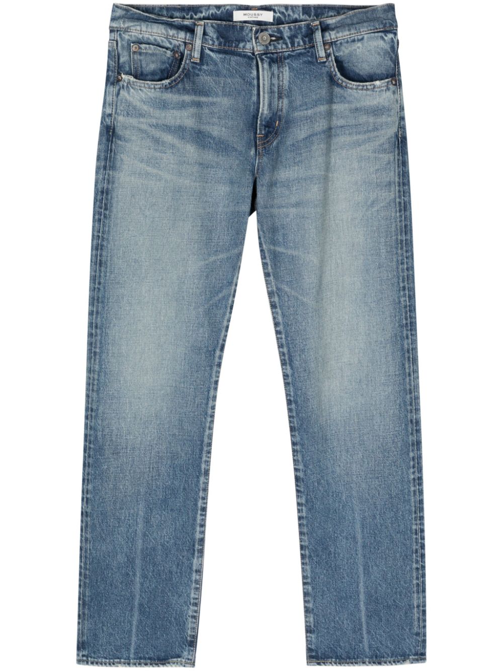 Moussy Vintage Low-rise Straight-leg Jeans In Blue