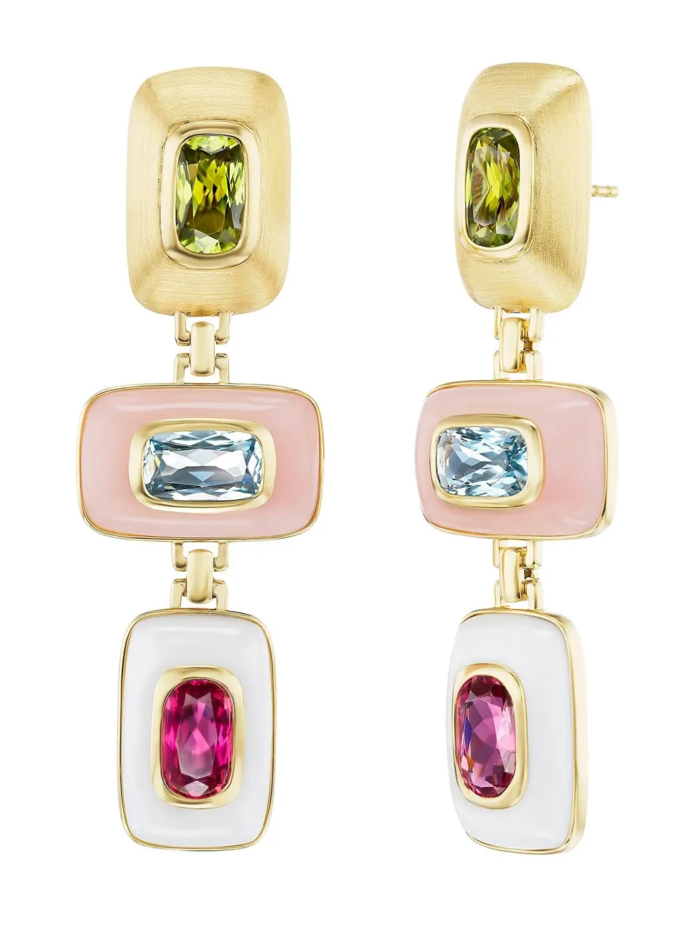 18kt yellow gold Patchwork multi-stone earrings