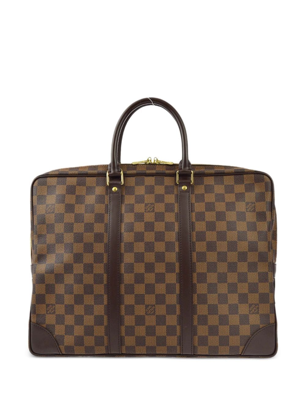 Pre-owned Louis Vuitton 2005 Porte Documents Voyage Briefcase In Brown