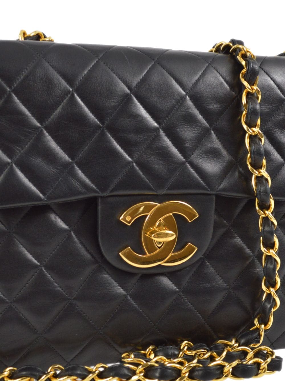 Pre-owned Chanel 1995 Maxi Classic Flap Shoulder Bag In Black