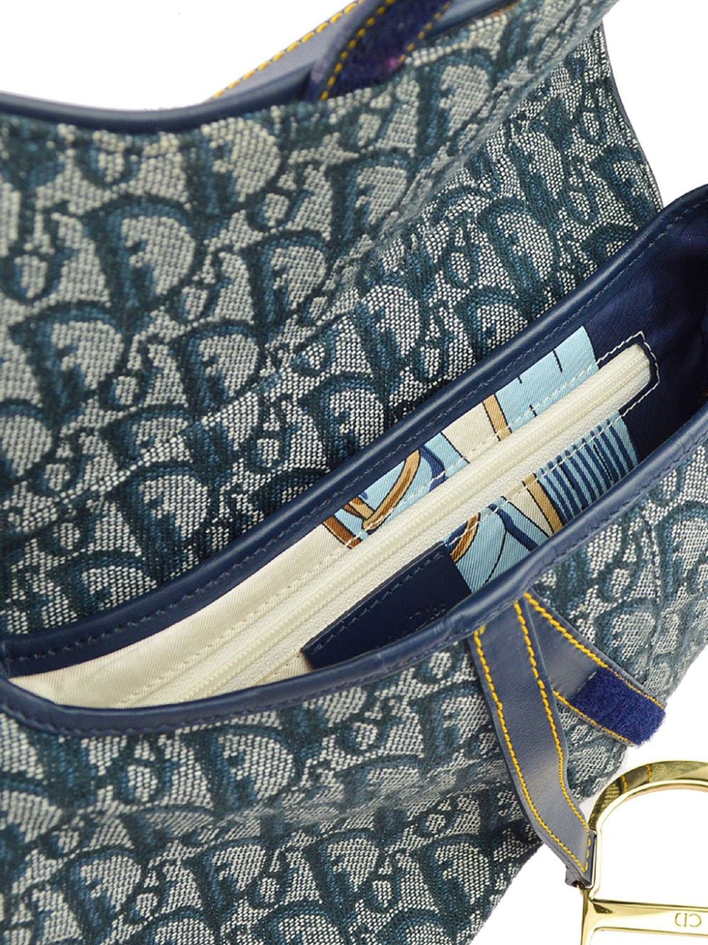 Pre-owned Dior 2000 Trotter Saddle Shoulder Bag In Blue