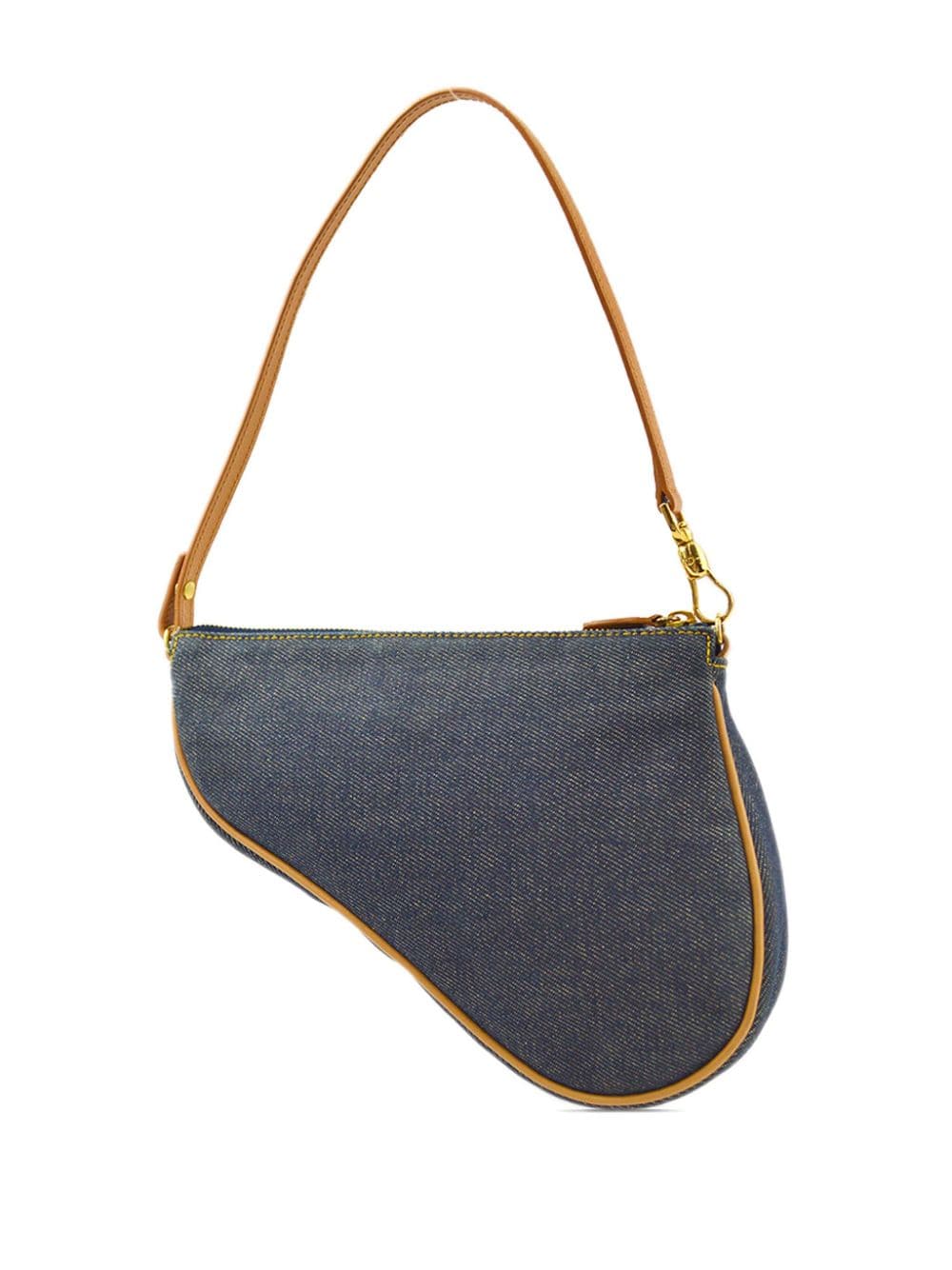 Pre-owned Dior 2001 Mini Saddle Denim Clutch Bag In Blue