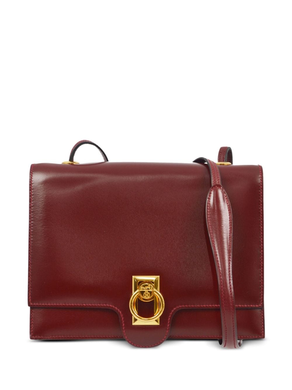 Pre-owned Hermes 1980-1990 Ring-embellished Shoulder Bag In Red