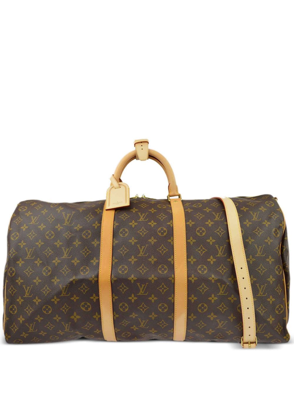 Pre-owned Louis Vuitton 2009 Keepall Bandouliere 60 Two-way Travel Bag In Brown