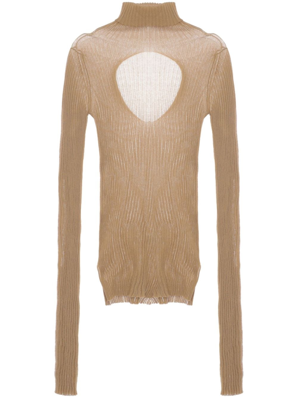 Quira High-neck Ribbed-knit Jumper In Brown