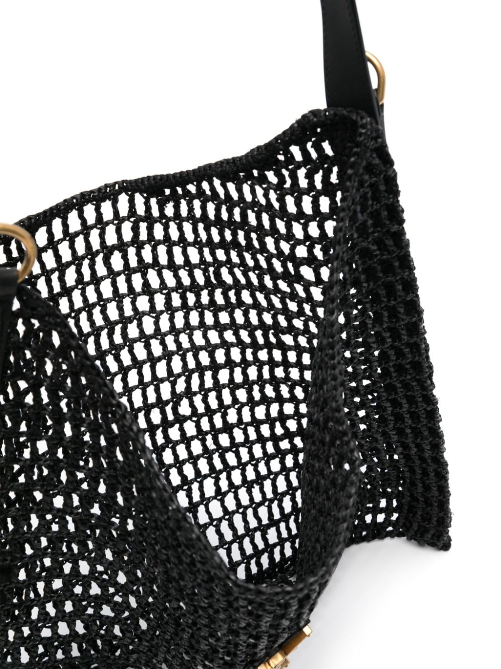 Shop Saint Laurent Oxalis Raffia Shoulder Bag In Black