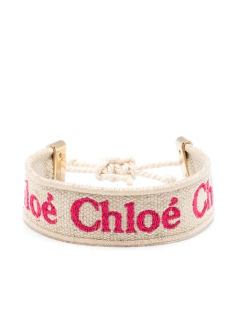 Chloé Woody logo-embroidered bracelet
