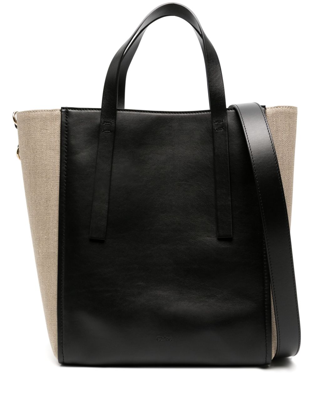 Chloé Large Sense Leather Tote Bag In Black