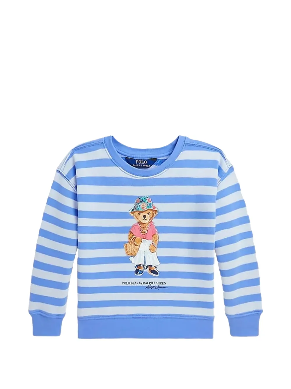 POLO RALPH LAUREN KIDS bear-detail striped sweatshirt - Blu