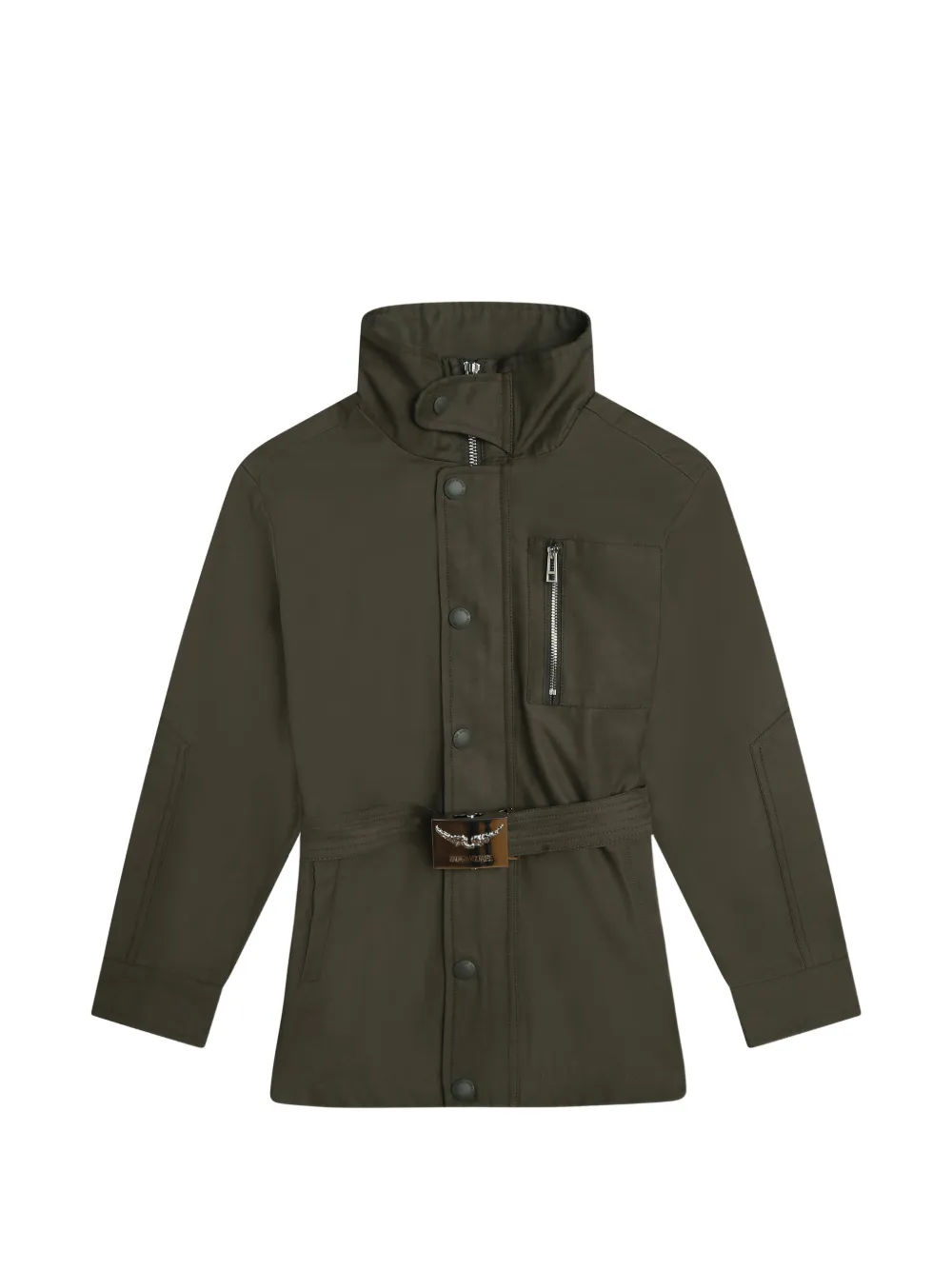 Zadig & Voltaire Kids belted zipped jacket - Green