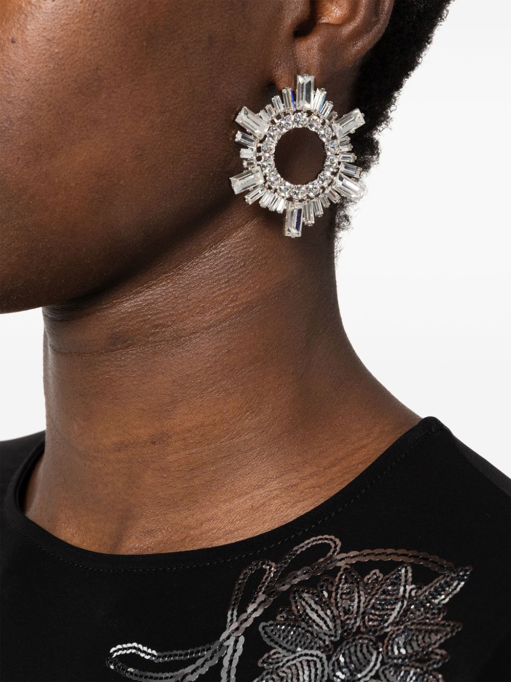 Shop Amina Muaddi Begum Mini Crystal-embellished Earrings In Silver