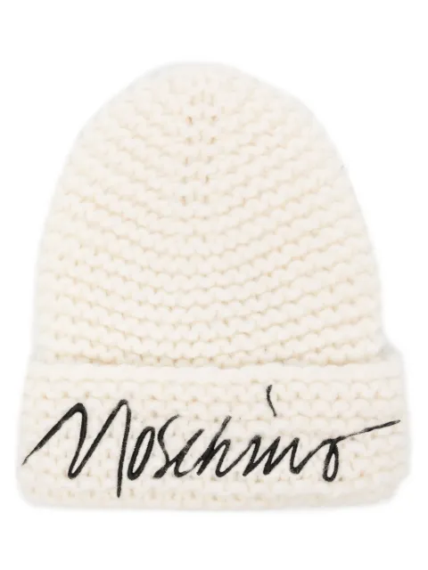 Moschino طاقية منسوجة مطرزة بشعار الماركة