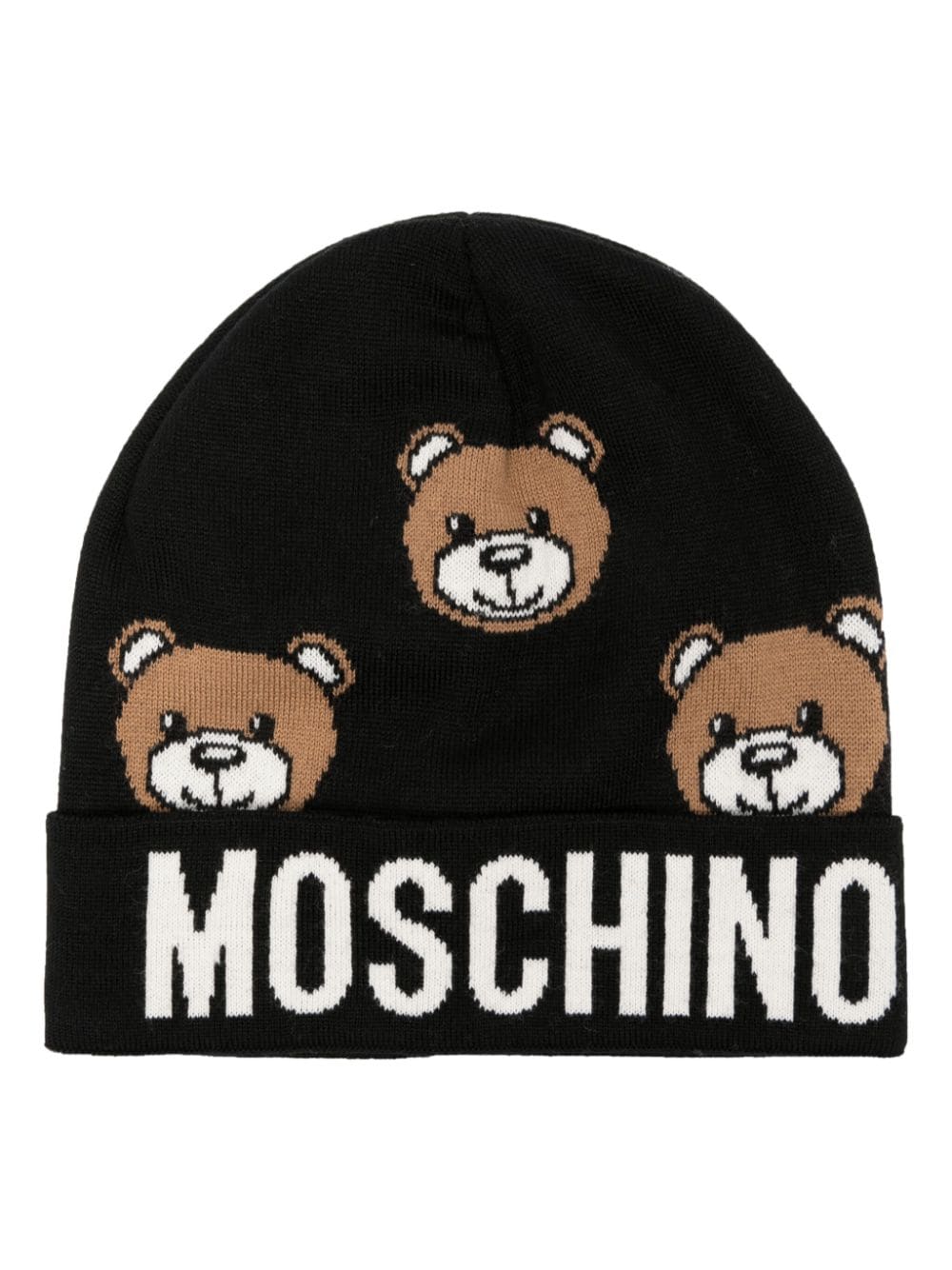 Moschino Berretto con motivo Teddy Bear jacquard - Nero