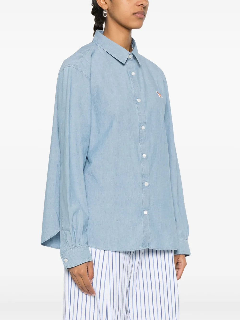 Maison Kitsuné Chambray shirt Blauw