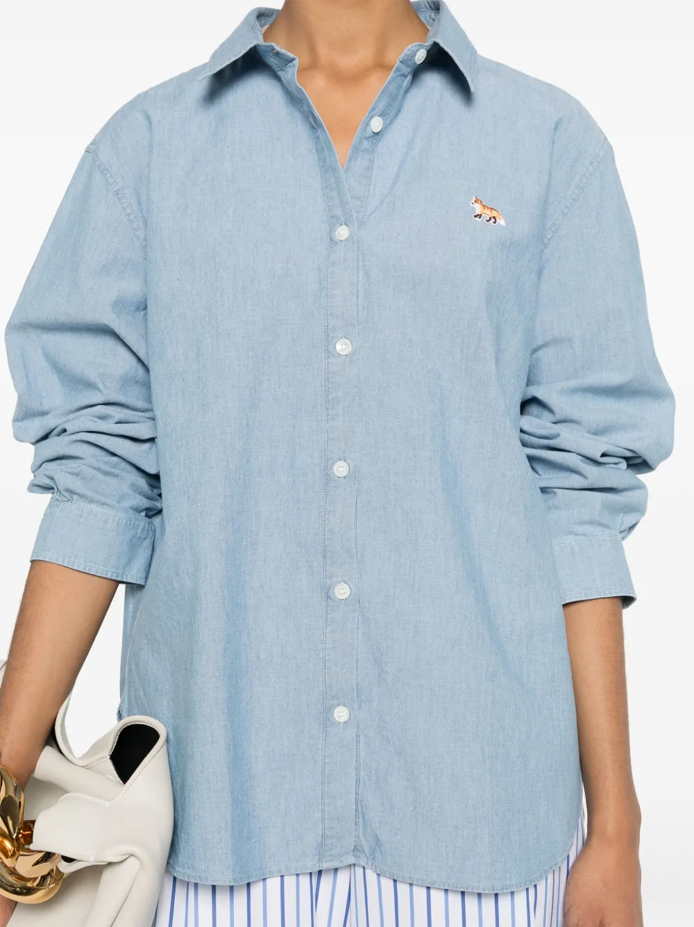 Maison Kitsuné Chambray shirt Blauw