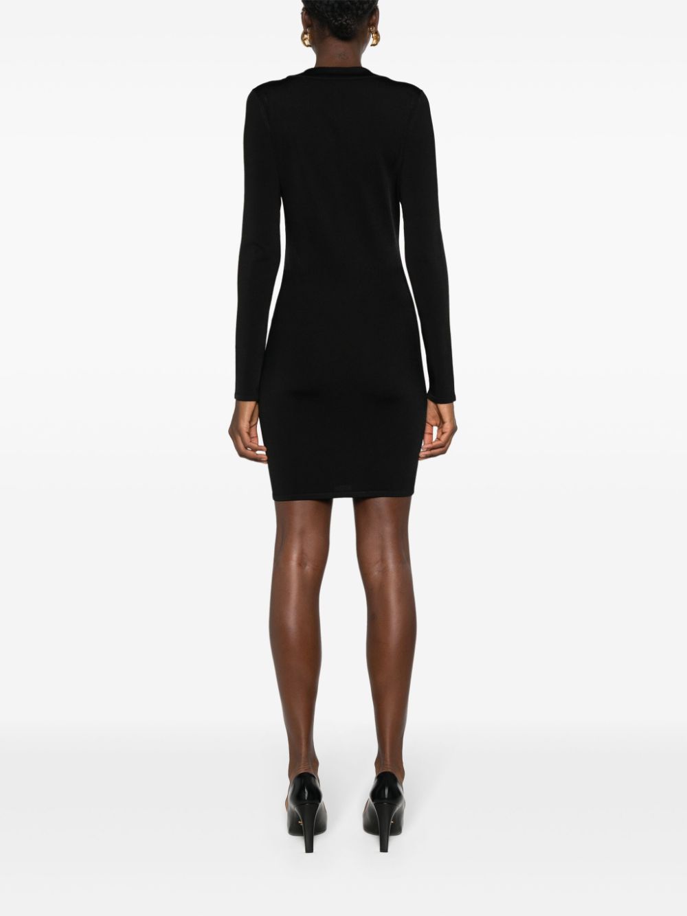 Saint Laurent Décolleté gebreide mini-jurk Zwart