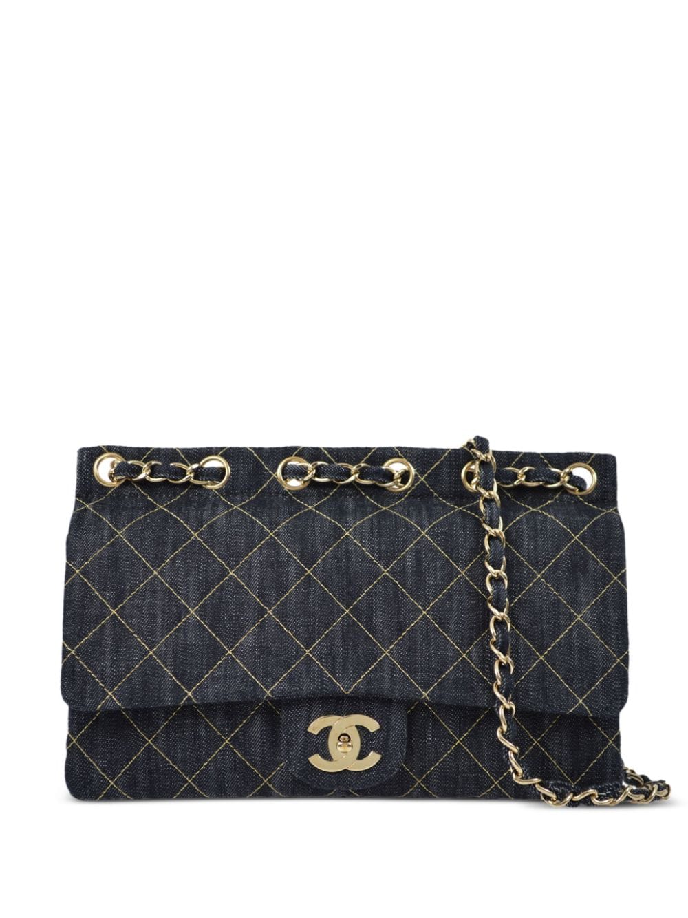 Pre-owned Chanel Single Flap 牛仔单肩包（2006年典藏款） In Blue