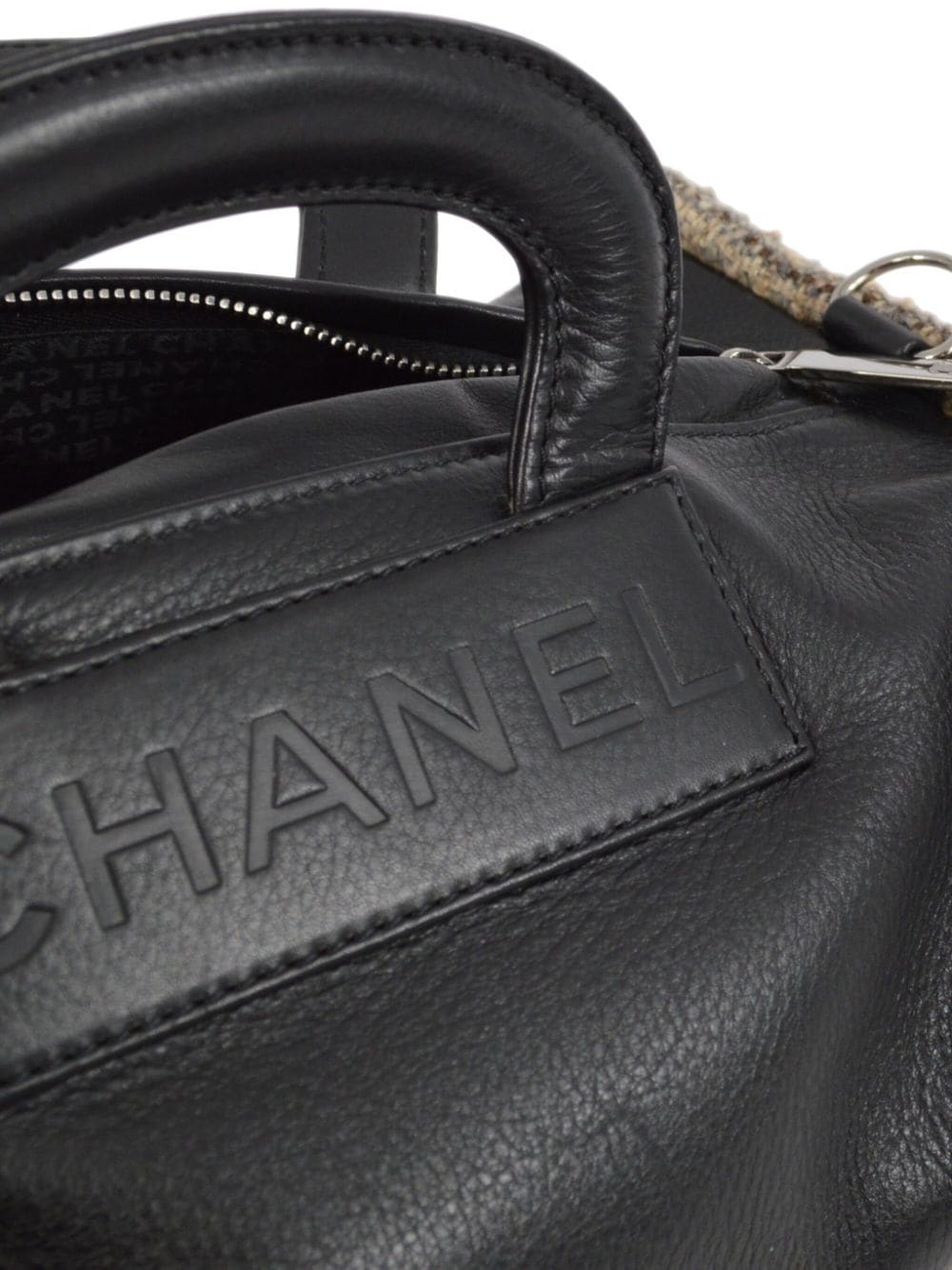 Pre-owned Chanel 2003 Two-way Leather Handbag In Black