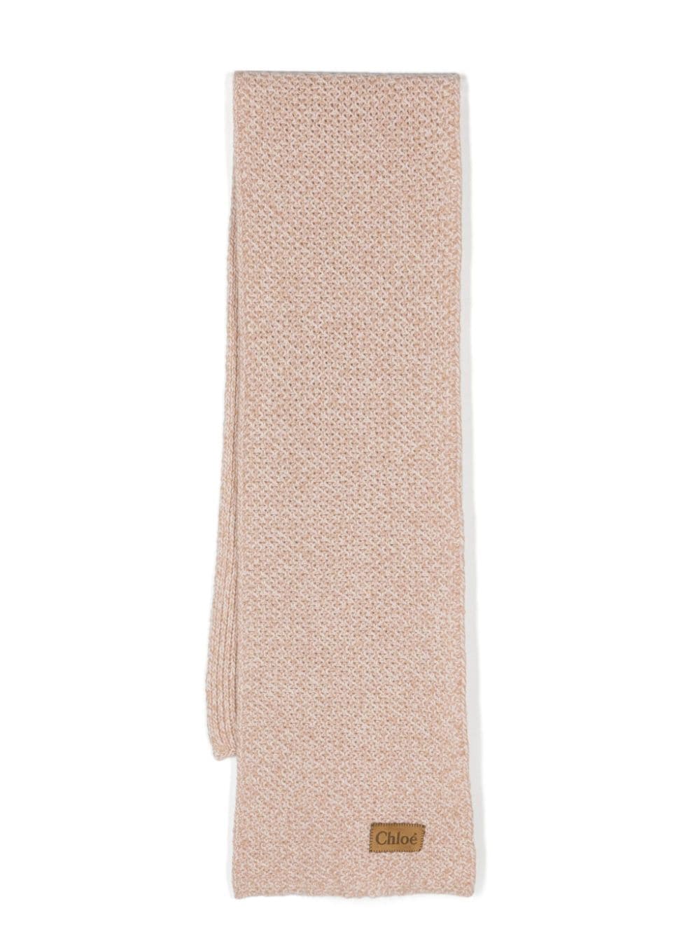 Chloé logo-patch chunky-knit scarf Beige