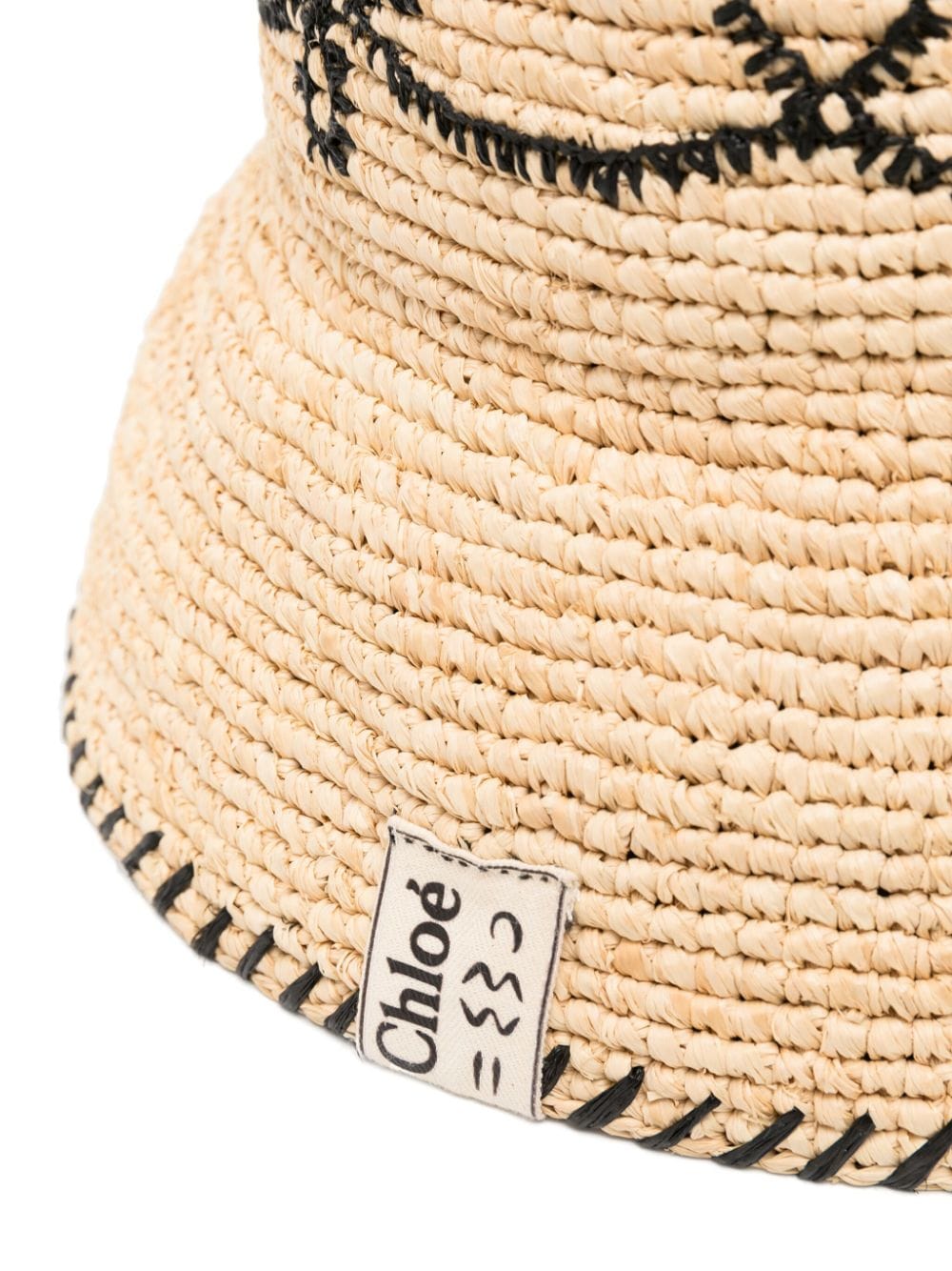 Shop Chloé Embroidered Raffia Sun Hat In Neutrals