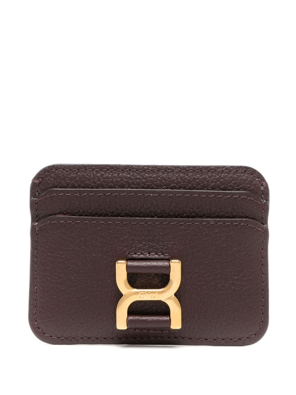 Chloé logo-plaque leather cardholder Paars