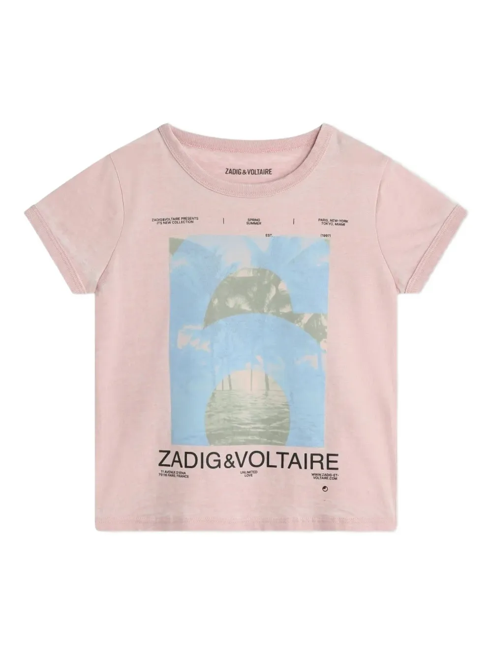 Zadig & Voltaire Kids graphic logo-print T-shirt - Rosa