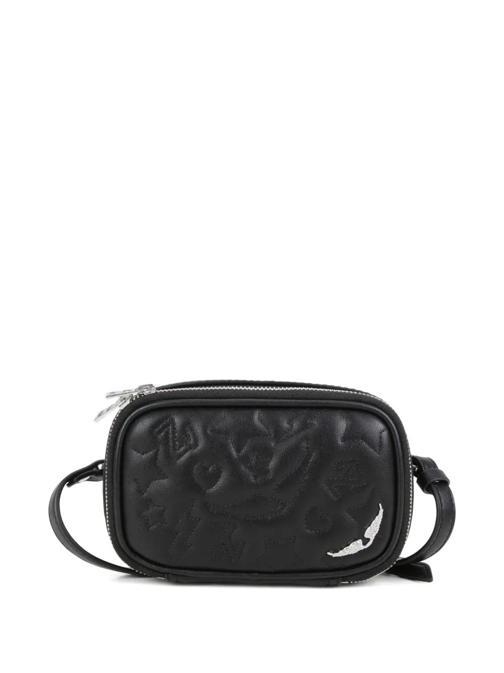 Zadig & Voltaire Kids zip-fastening embossed shoulder bag - Nero