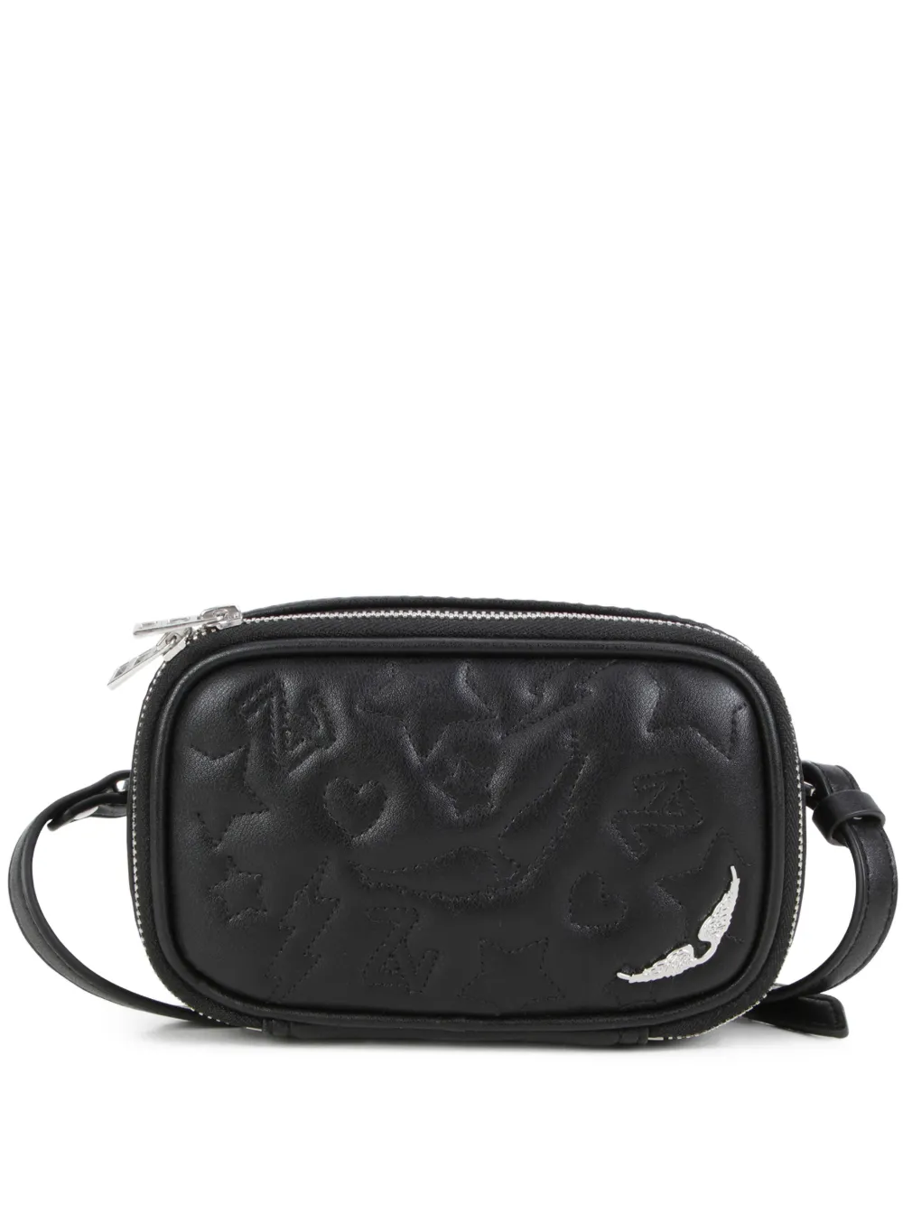 Zadig & Voltaire Kids zip-fastening embossed shoulder bag - Nero