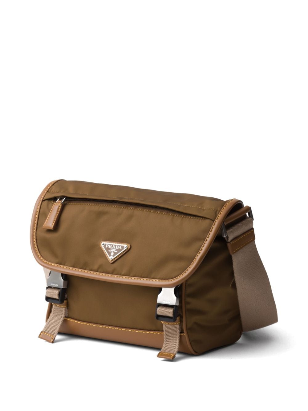 Shop Prada Re-nylon Triangle-logo Shoulder Bag In Brown
