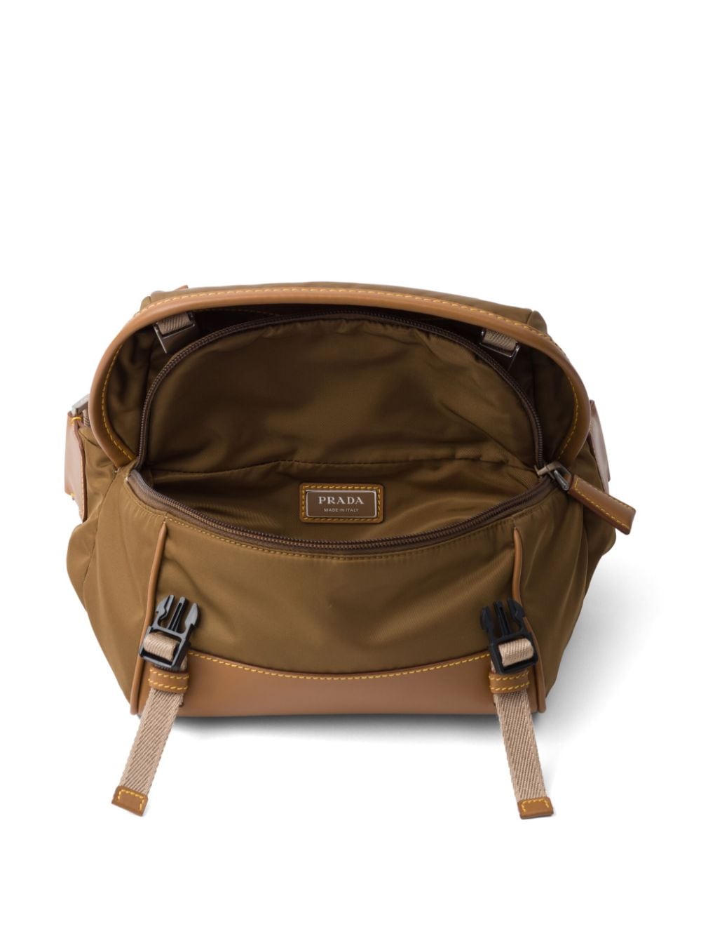Shop Prada Re-nylon And Leather Shoulder Bag In Braun