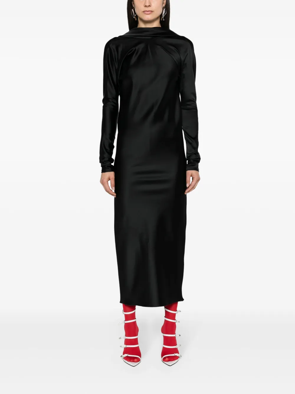 Sportmax Abazia satijnen maxi-jurk Zwart