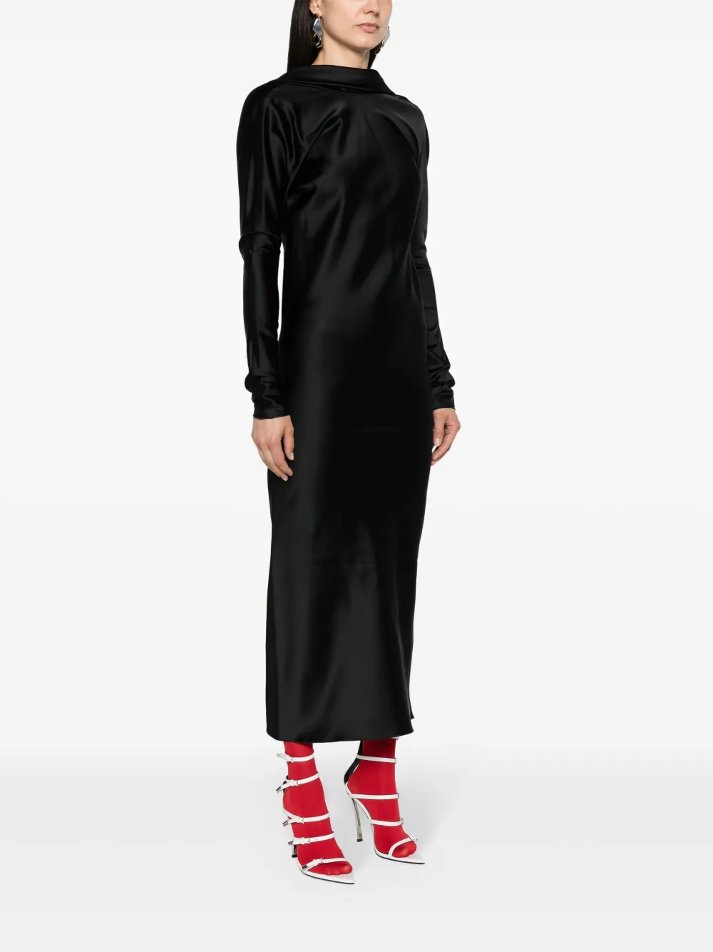 Sportmax Abazia satijnen maxi-jurk Zwart