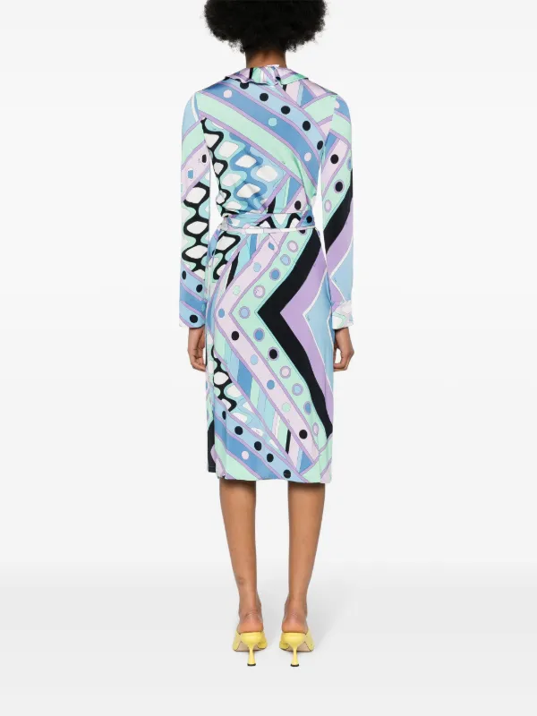 PUCCI Geometric Wrap Midi Dress | Blue | FARFETCH PUCCI Geometric Wrap Midi Dress | Blue | FARFETCH
