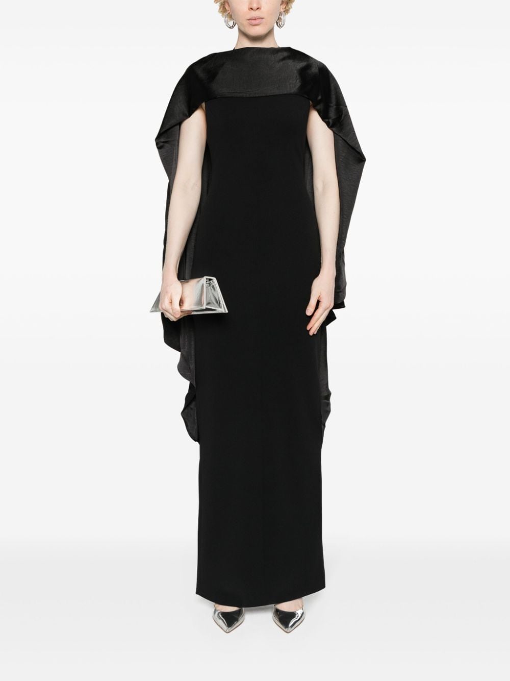 Solace London Dahlia maxi-jurk met sjerpdetail Zwart