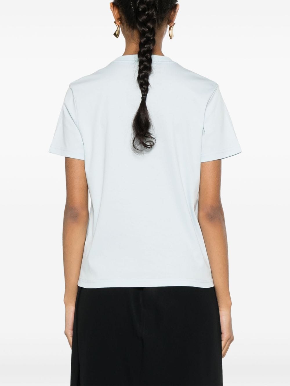 Shop Lanvin Embroidered-logo Cotton T-shirt In Blue