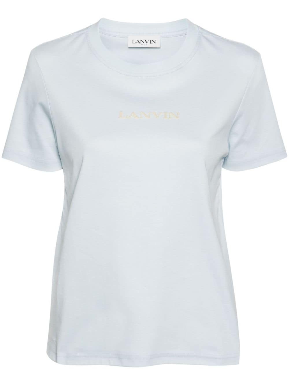 Lanvin Embroidered-logo Cotton T-shirt In Blue