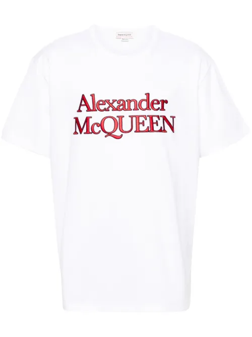 T-shirt en coton à logo brodé - Alexander McQueen - Modalova