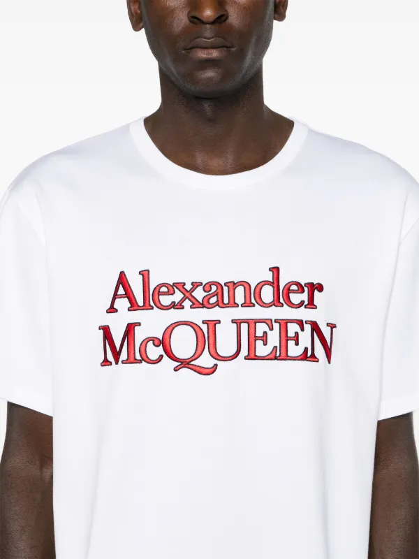 Alexander McQueen logo-embroidered Cotton T-shirt | White