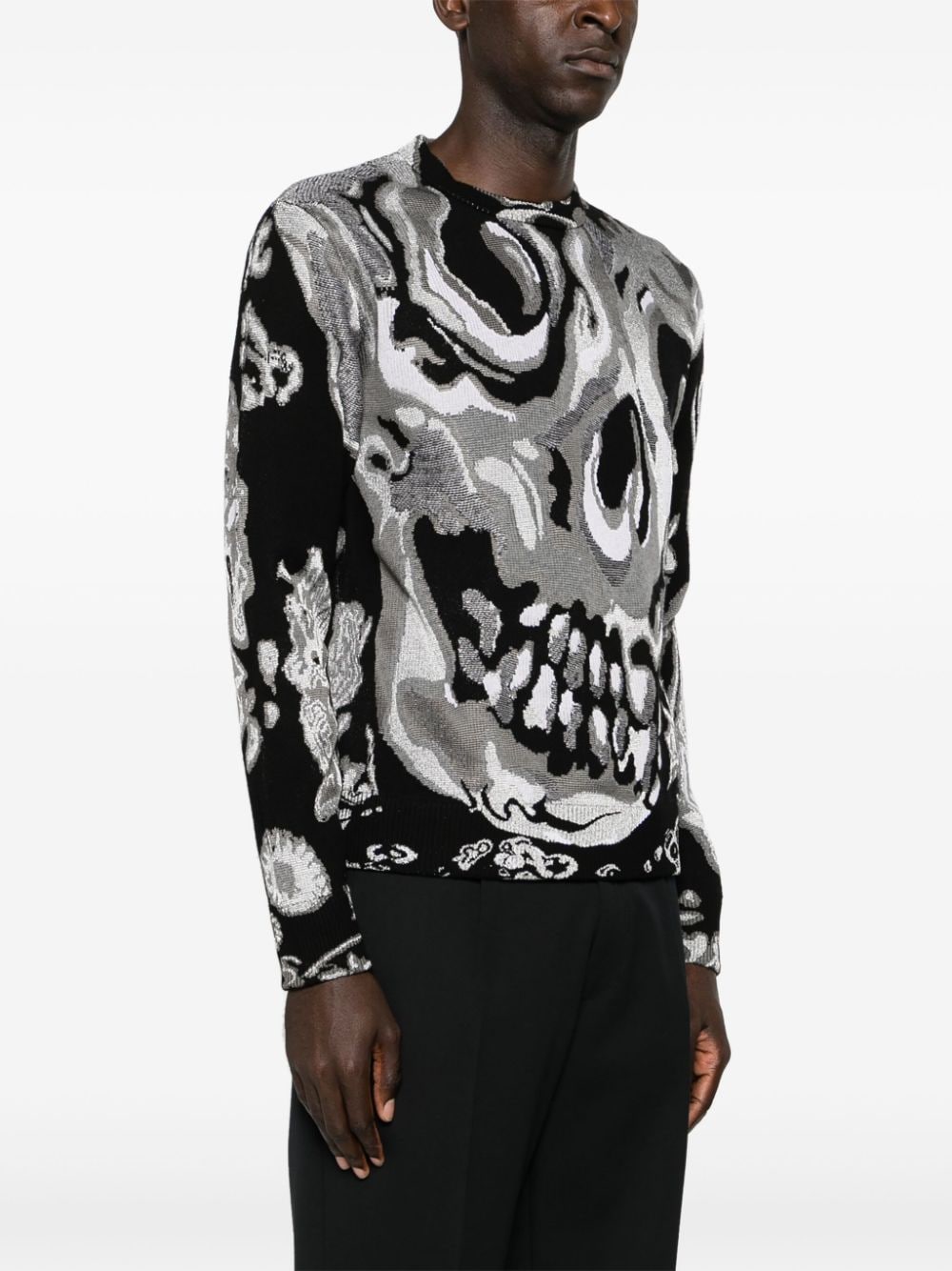 Shop Alexander Mcqueen Abstract Pattern-jacquard Jumper In Grey