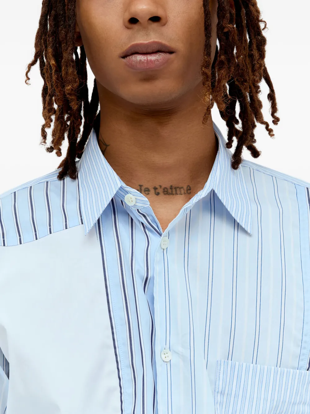 Comme Des Garçons Shirt striped panelled shirt Blauw