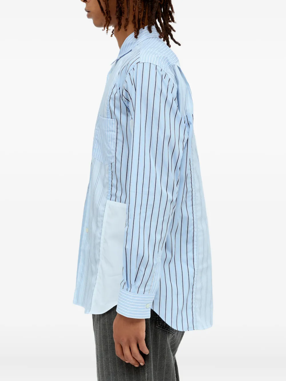 Comme Des Garçons Shirt striped panelled shirt Blauw